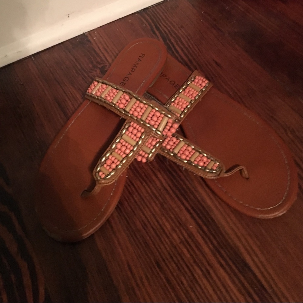 Pink and Gold Beaded Rampage Sandals - Picture 3 of 3